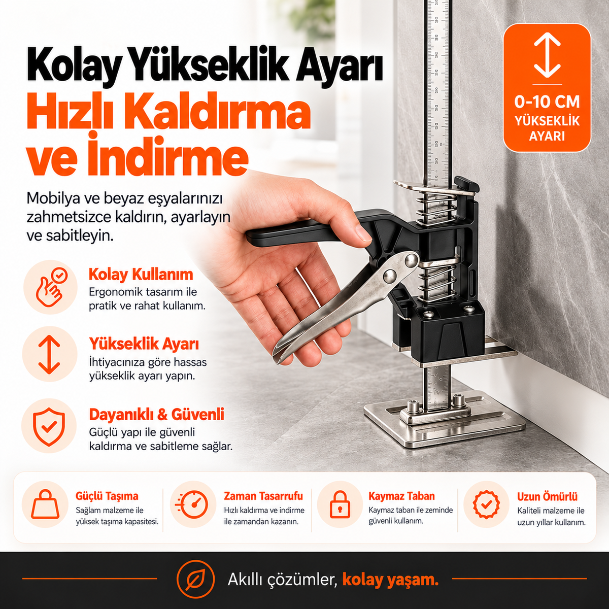 Evilya LiftPro™ – 100 KG Profesyonel Mobilya ve Beyaz Eşya Kaldırma Krikosu
