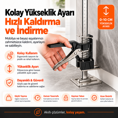 Evilya LiftPro™ – 100 KG Profesyonel Mobilya ve Beyaz Eşya Kaldırma Krikosu