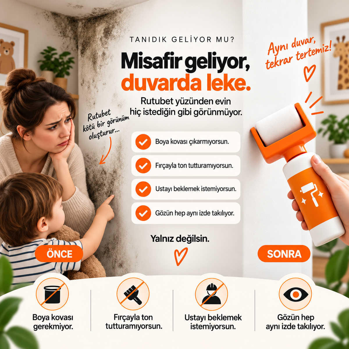 Evilya WallFix™ – Hazneli Pratik Duvar Rötuş Rulosu