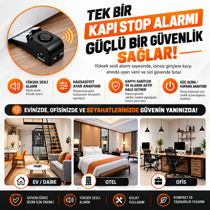 Evilya DoorGuard™ – Yüksek Sesli 3 Kademeli Kapı Güvenlik Alarmı