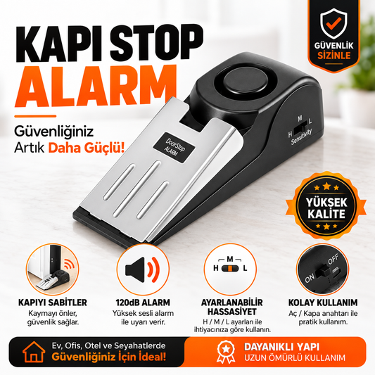 Evilya DoorGuard™ – Yüksek Sesli 3 Kademeli Kapı Güvenlik Alarmı