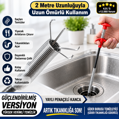Evilya FlexDrain™ – 2 Metre 4 Pençeli Esnek Gider Açıcı