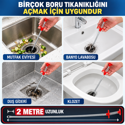 Evilya FlexDrain™ – 2 Metre 4 Pençeli Esnek Gider Açıcı