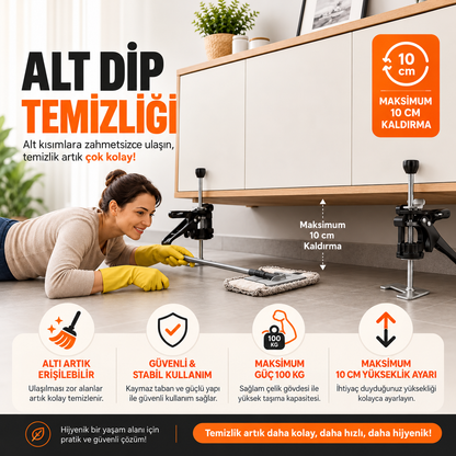 Evilya LiftPro™ – 100 KG Profesyonel Mobilya ve Beyaz Eşya Kaldırma Krikosu