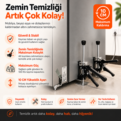 Evilya LiftPro™ – 100 KG Profesyonel Mobilya ve Beyaz Eşya Kaldırma Krikosu