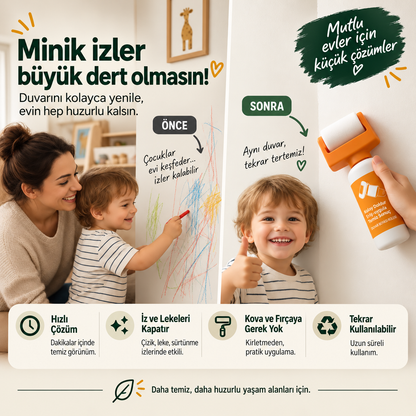 Evilya WallFix™ – Hazneli Pratik Duvar Rötuş Rulosu