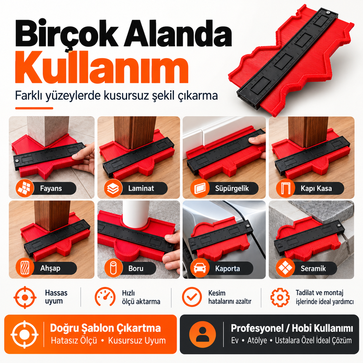 Evilya ShapePro™ – 25 CM Profesyonel Şablon Tarağı  İsmi kopyala
