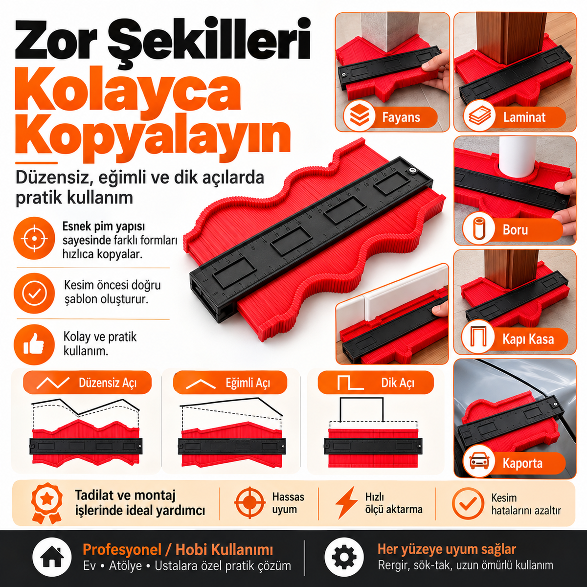 Evilya ShapePro™ – 25 CM Profesyonel Şablon Tarağı  İsmi kopyala